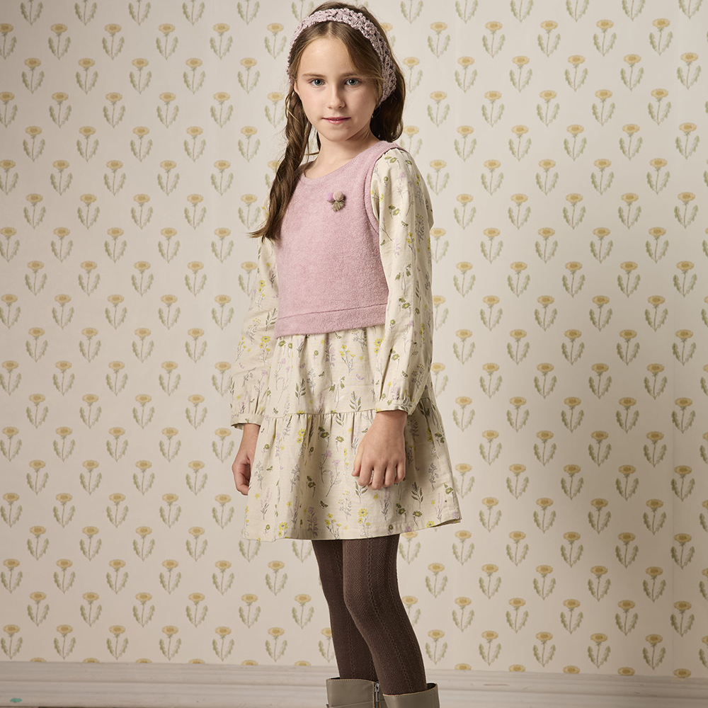 PIPPY 歐式印花純棉假兩件洋裝 綠