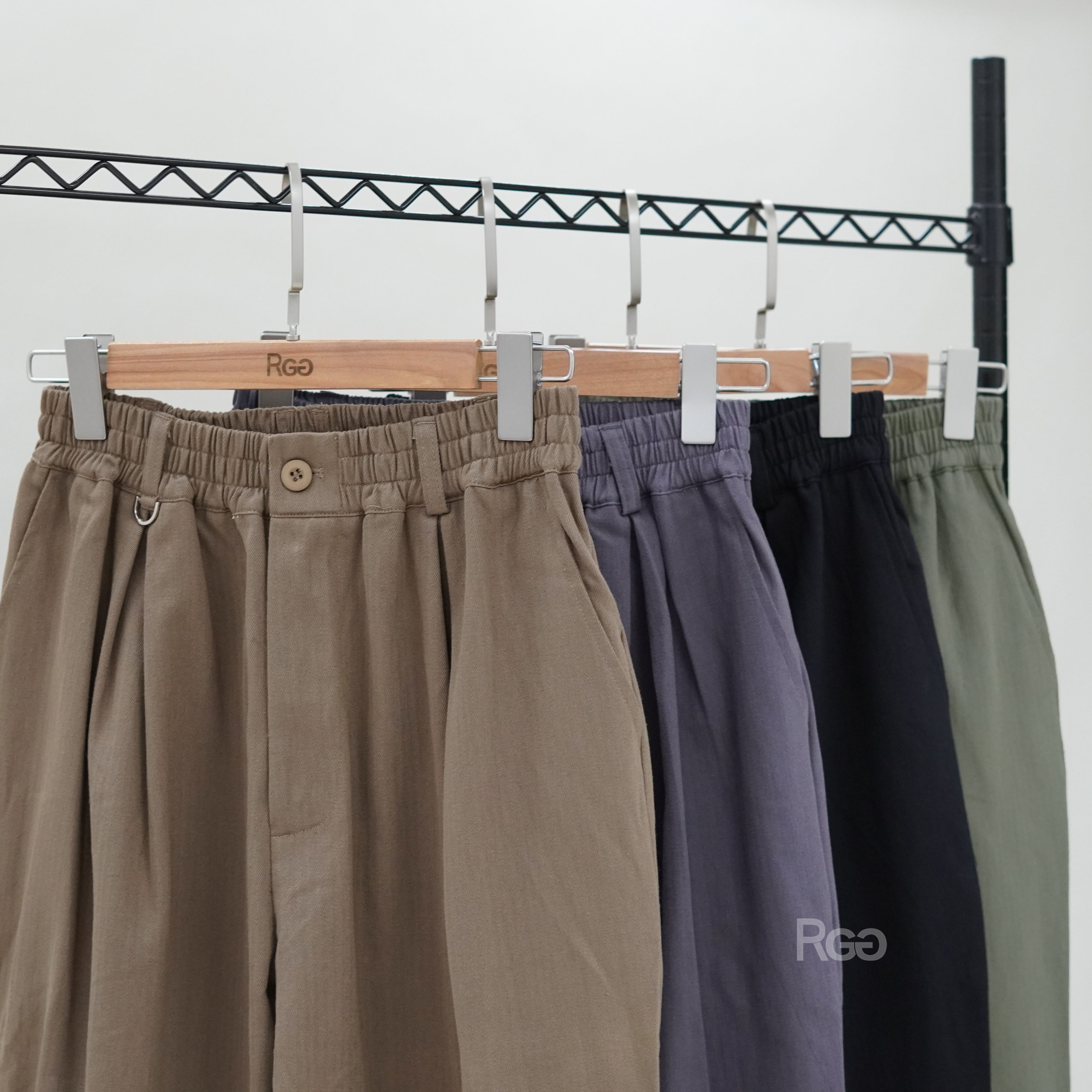 訂製款 人字紋打摺錐形寬褲