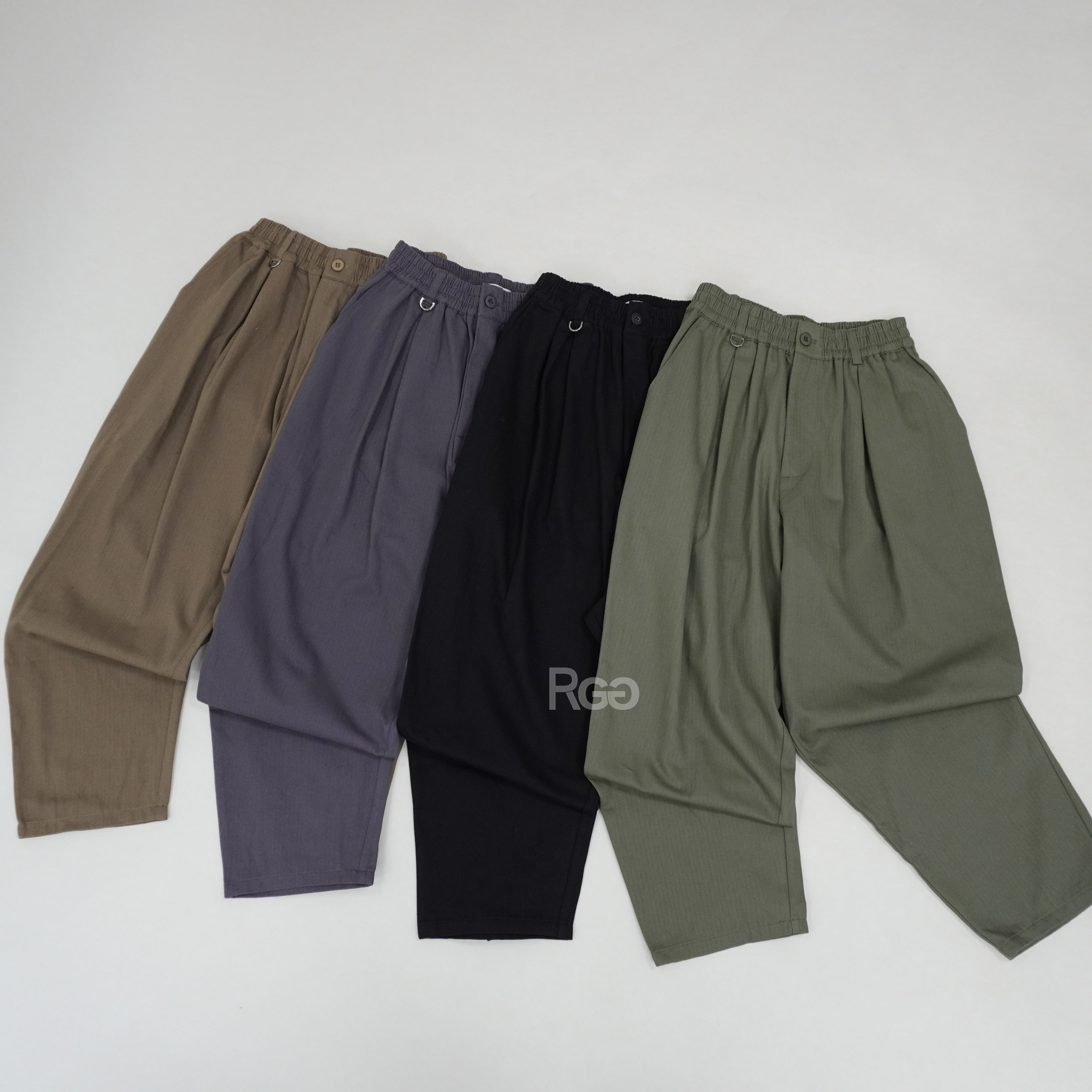 訂製款 人字紋打摺錐形寬褲