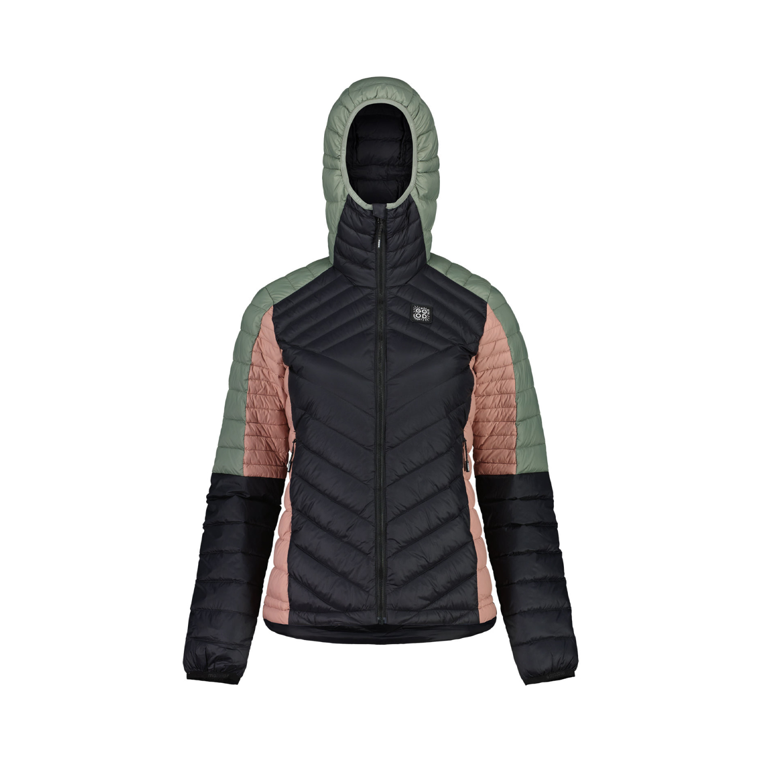 【MALOJA】女輕量再生羽絨連帽外套 / 24MA38115-[粉綠黑、黑底花]