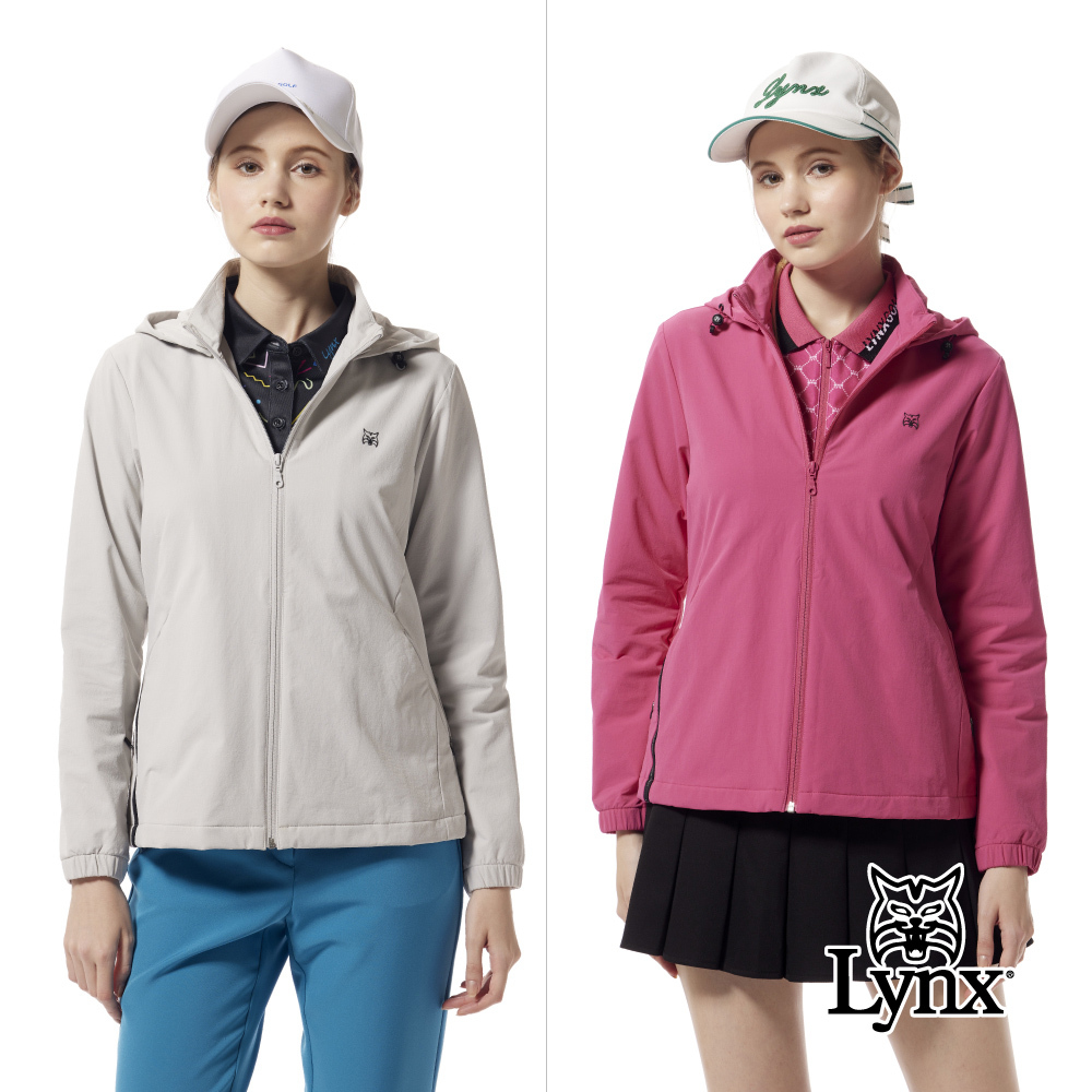 【Lynx Golf】抗UV防潑水羅紋剪接織帶可拆式連帽外套