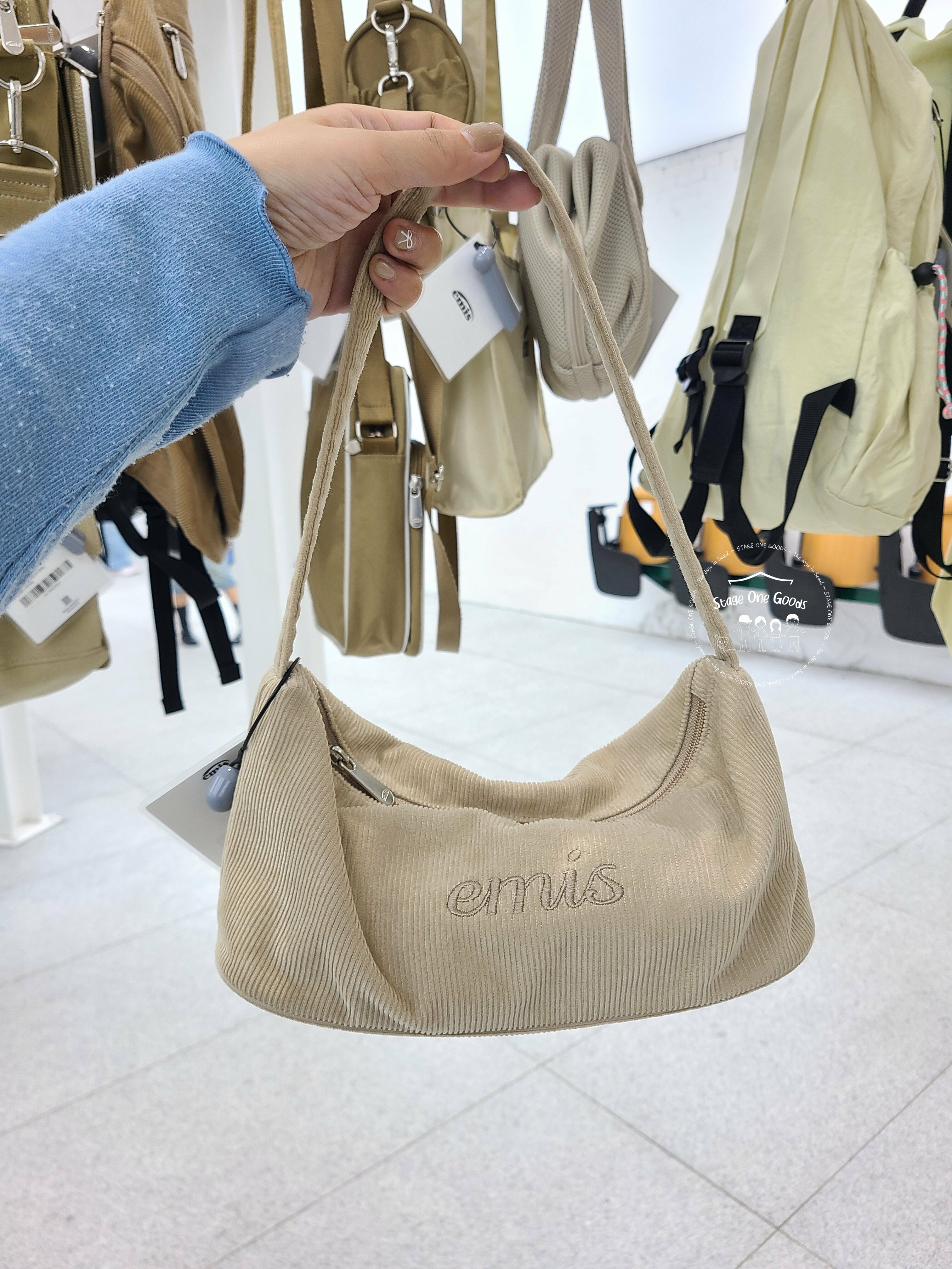 EMIS★[24FW新作] CORDUROY DAILY LONG HOBO BAG CORDUROY DAILY LONG HOBO BAG-BEIGE - EMIS