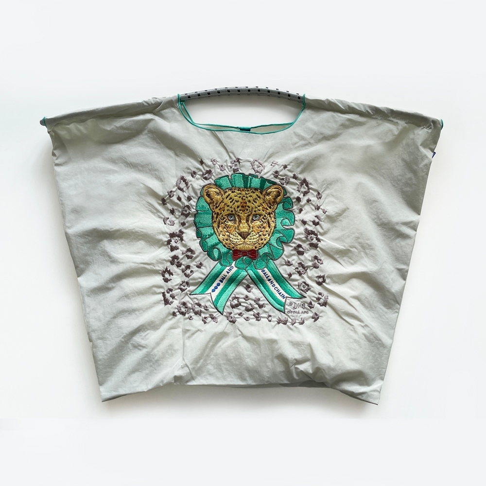 Ball＆Chain 刺繡環保購物袋 L號 - 灰白 (31311227)