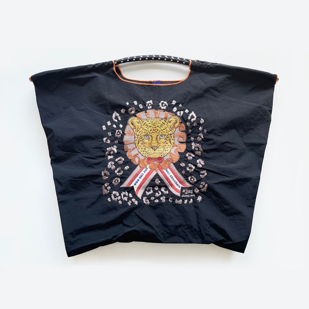 Ball＆Chain 刺繡環保購物袋 L號 - 黑 (31311201)