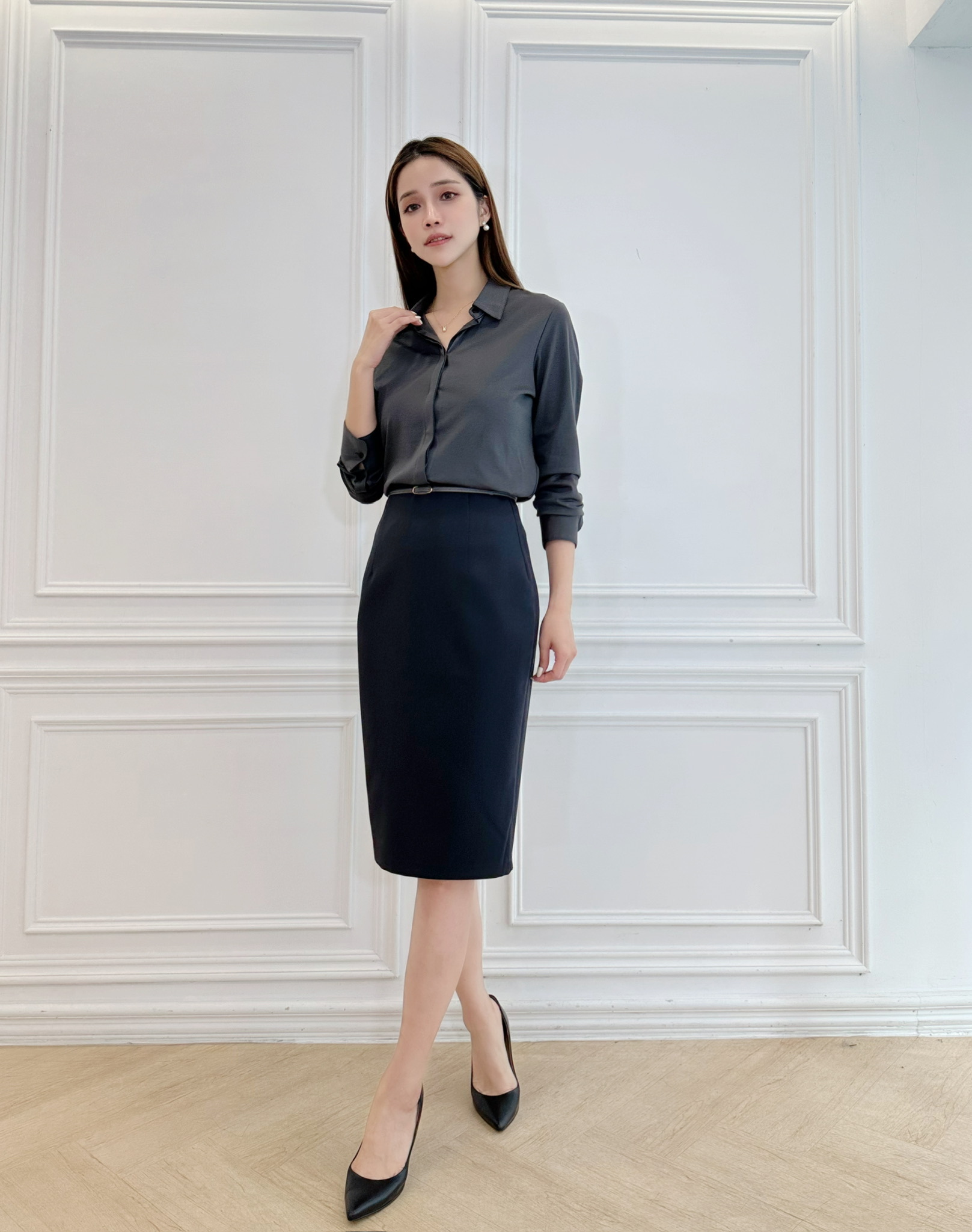 (職場必備)高級修身窄版襯衫