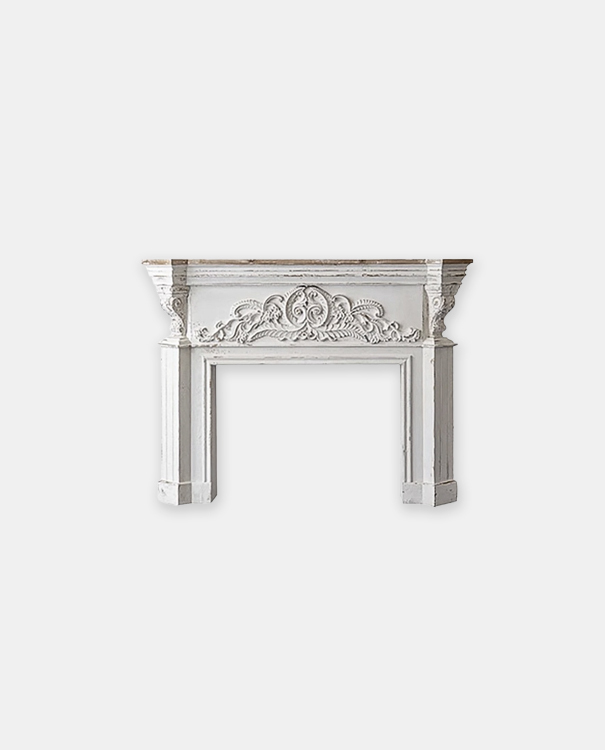 Vintage White Britton Mantel 歐式布里頓壁爐裝飾櫃