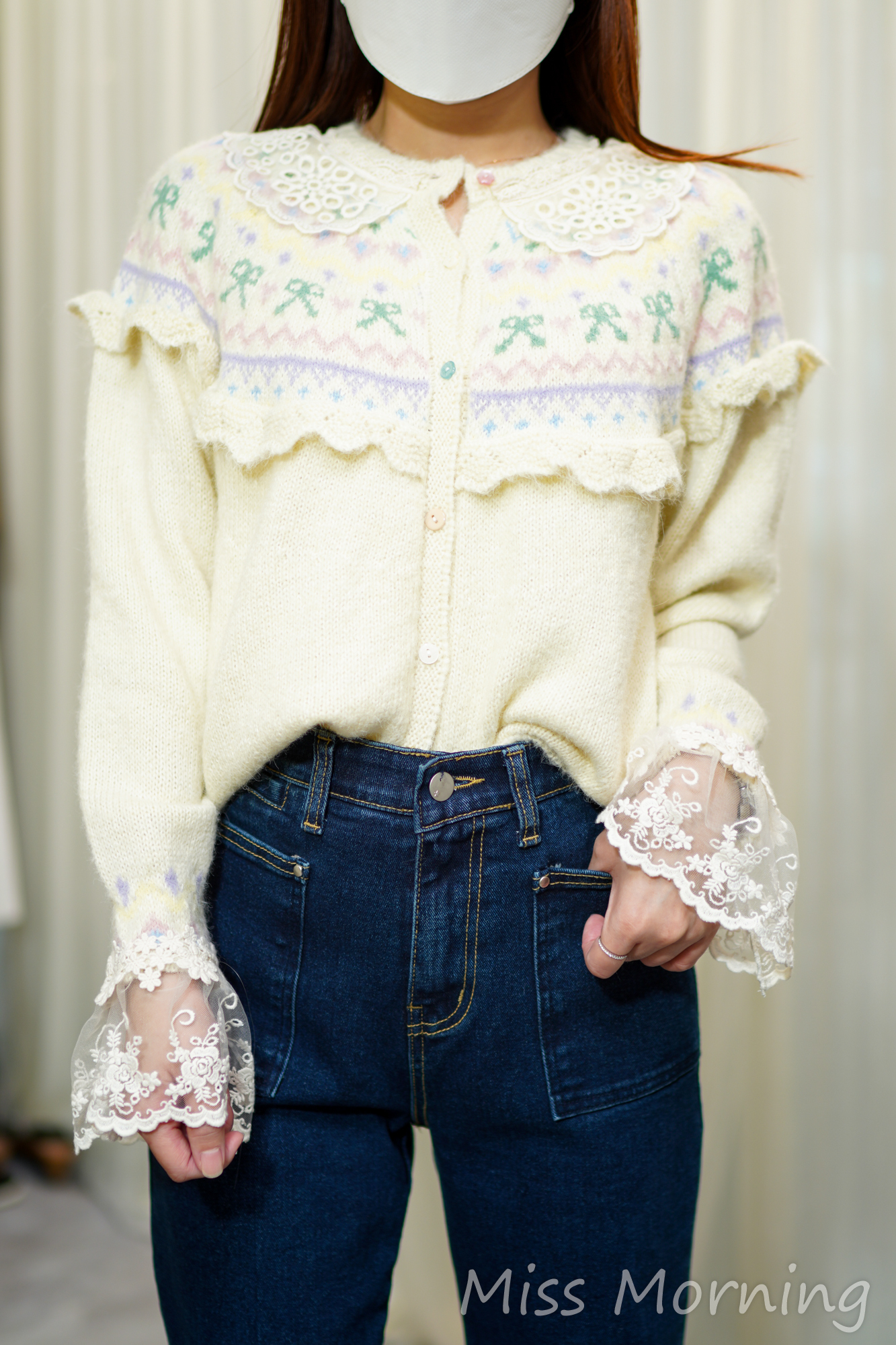 Lace領lace袖外套/上衣兩穿(14221)