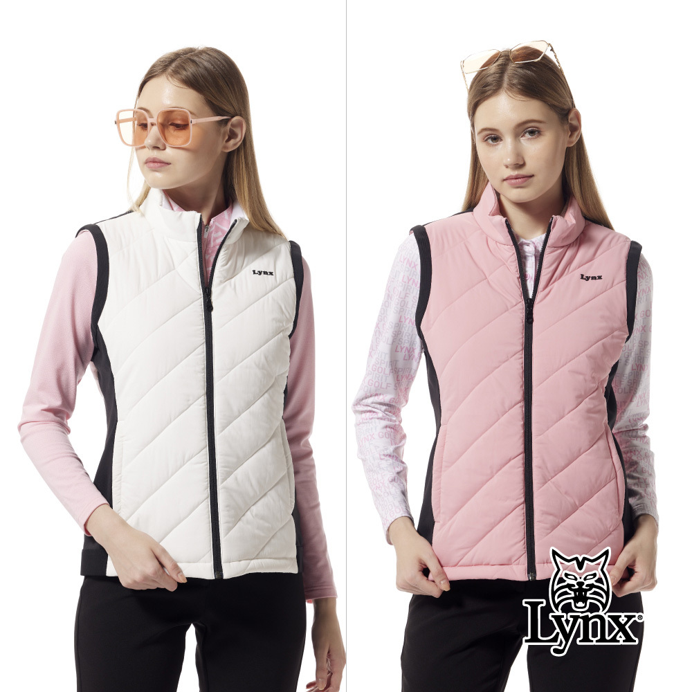 【Lynx Golf】保暖壓線造型剪裁配布壓光織帶背心