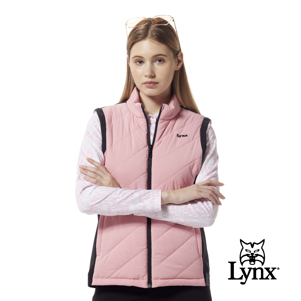 【Lynx Golf】保暖壓線造型剪裁配布壓光織帶背心