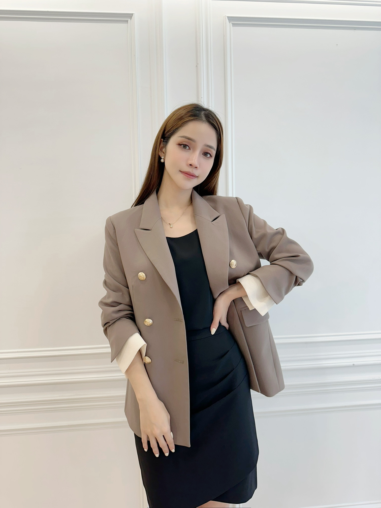 金釦雙層袖西裝外套