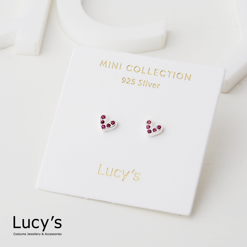 *925純銀〔輕銀系列〕桃紅心語 耳環 (117488)