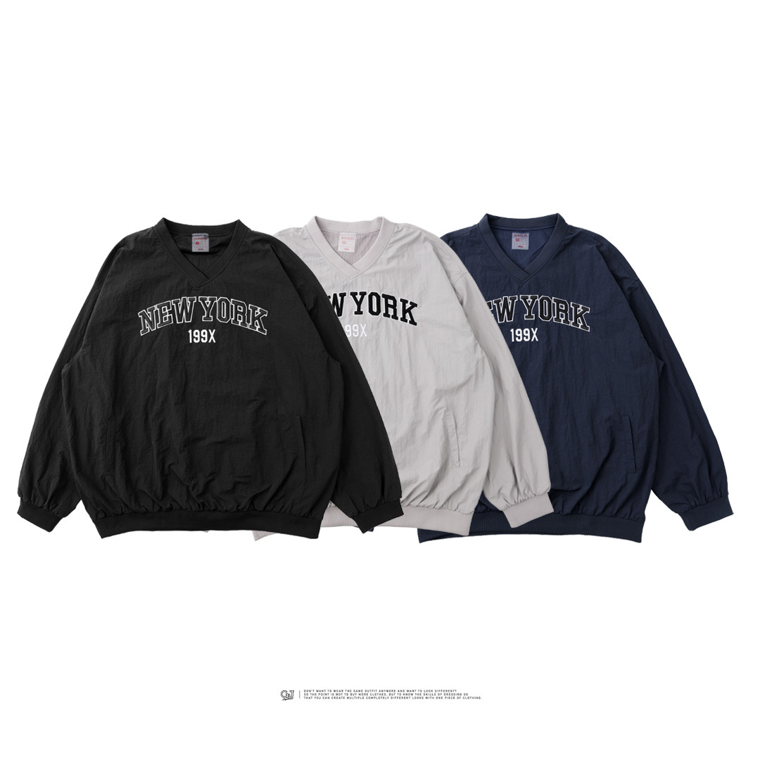 NEWYORK 199X刺繡V領大學風T GJ-G2301