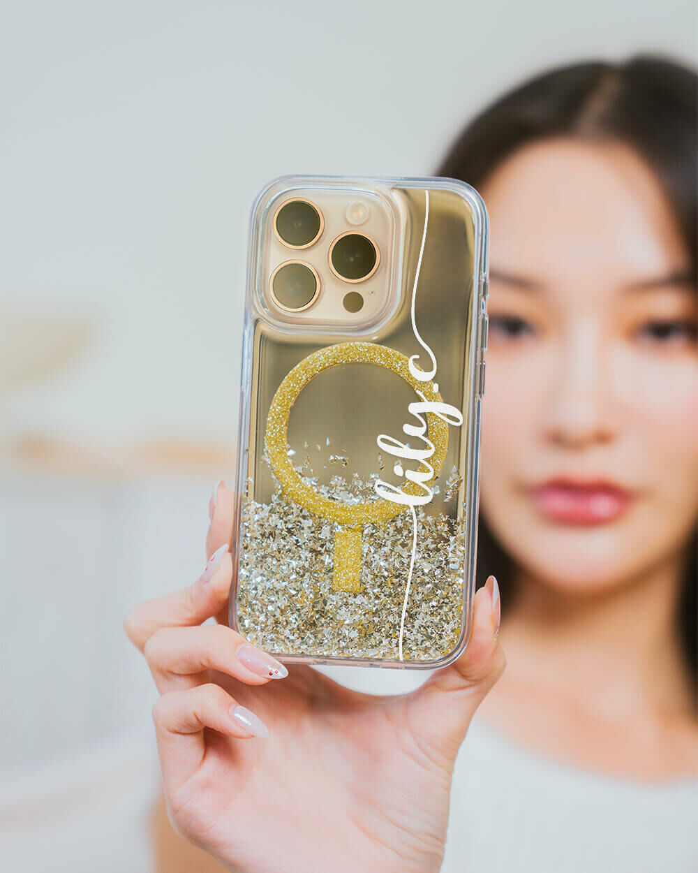 莉莉闆娘 (MagSafe磁吸) 閃耀金鏡面殼 - (訂製名字) iPhone客製化手機殼