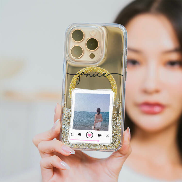 妳的美照 (MagSafe磁吸) 閃耀金鏡面殼 - (訂製名字) iPhone客製化手機殼