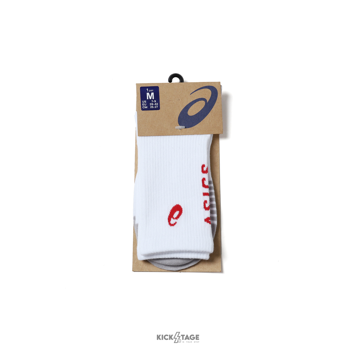 ASICS 亞瑟士 白紅 緹花 薄底 中性 訓練 運動 慢跑 中筒襪 長襪【3013B041-100】