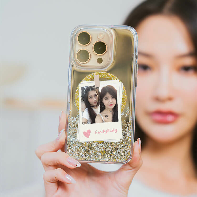閨蜜合照 (MagSafe磁吸) 閃耀金鏡面殼 - (訂製名字) iPhone客製化手機殼