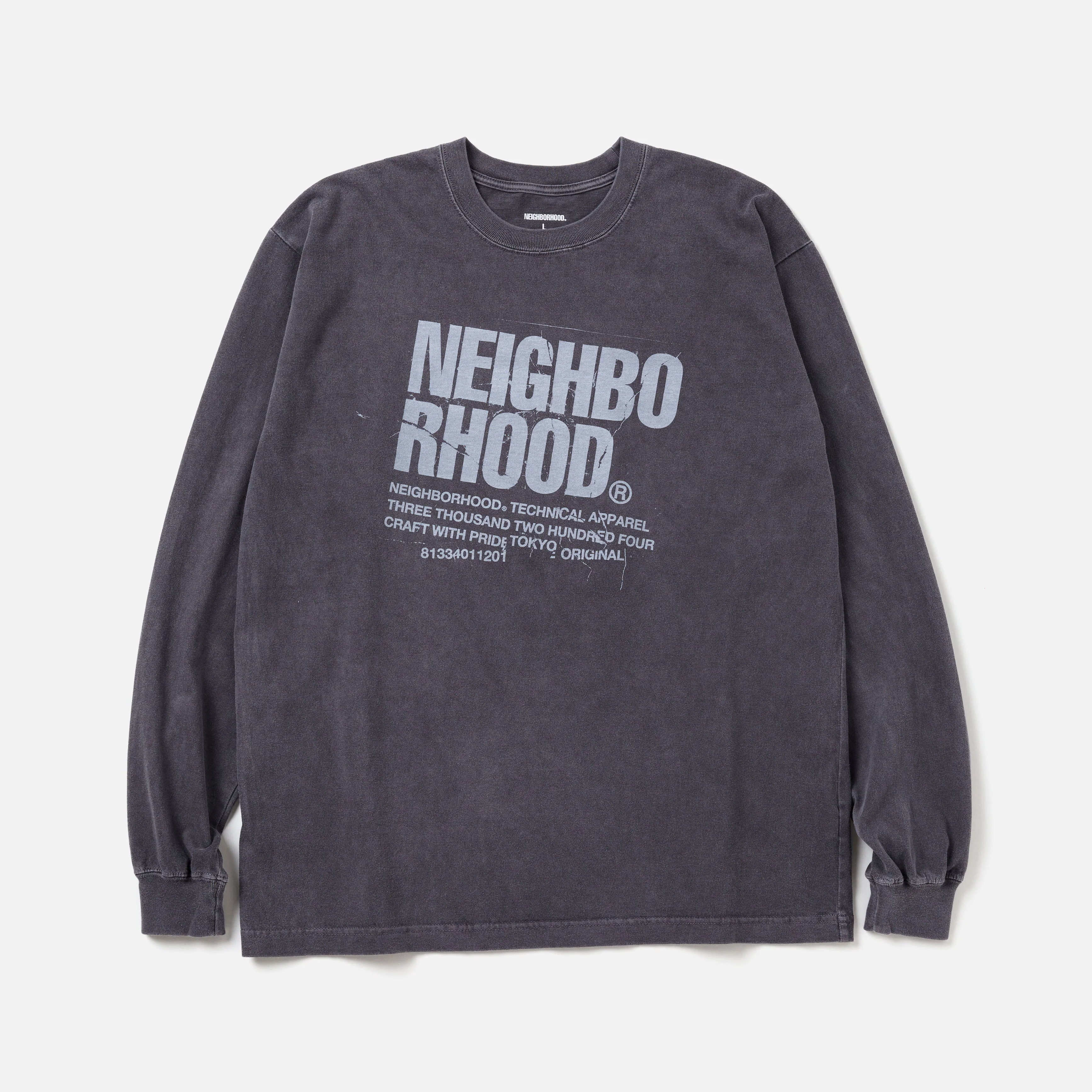 -(B3b03)-NEIGHBORHOOD NH . TEE LS-11 水洗T 薄長T 仿舊 長袖 黑/灰-242PCNH-LT11