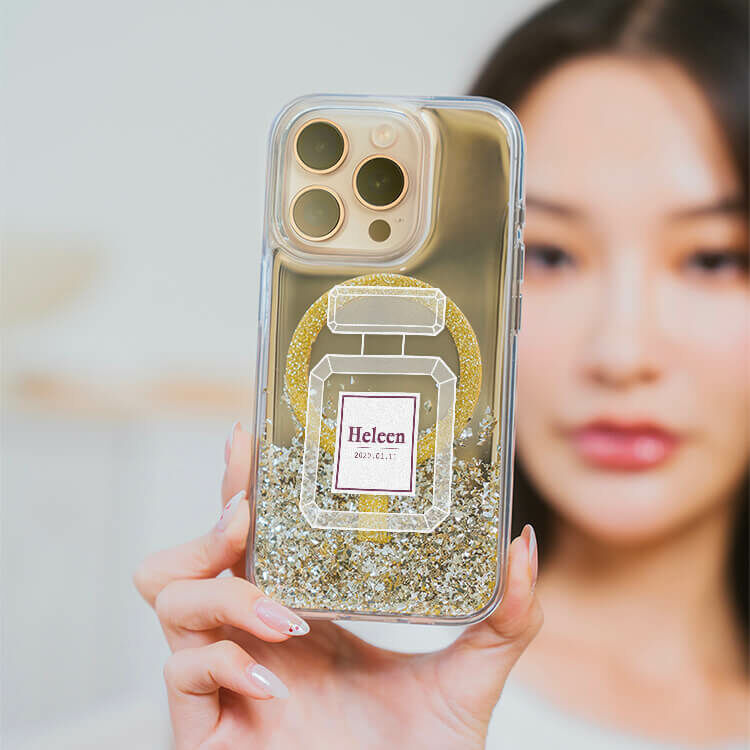 清新香水 (MagSafe磁吸) 閃耀金鏡面殼 - (訂製名字) iPhone客製化手機殼