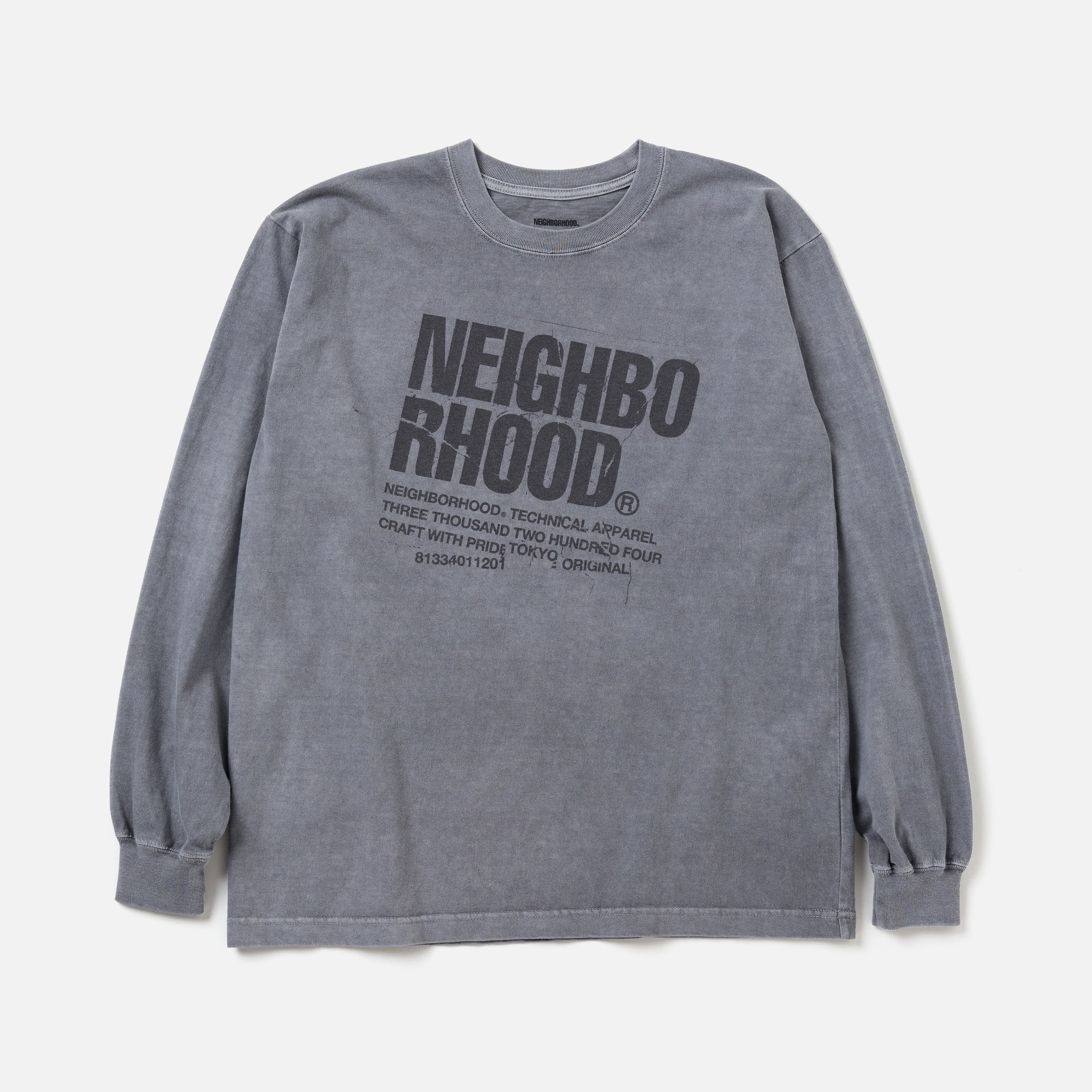 -(B3b03)-NEIGHBORHOOD NH . TEE LS-11 水洗T 薄長T 仿舊 長袖 黑/灰-242PCNH-LT11