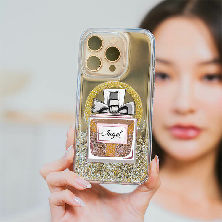 女士淡香 (MagSafe磁吸) 閃耀金鏡面殼 - (訂製名字) iPhone客製化手機殼