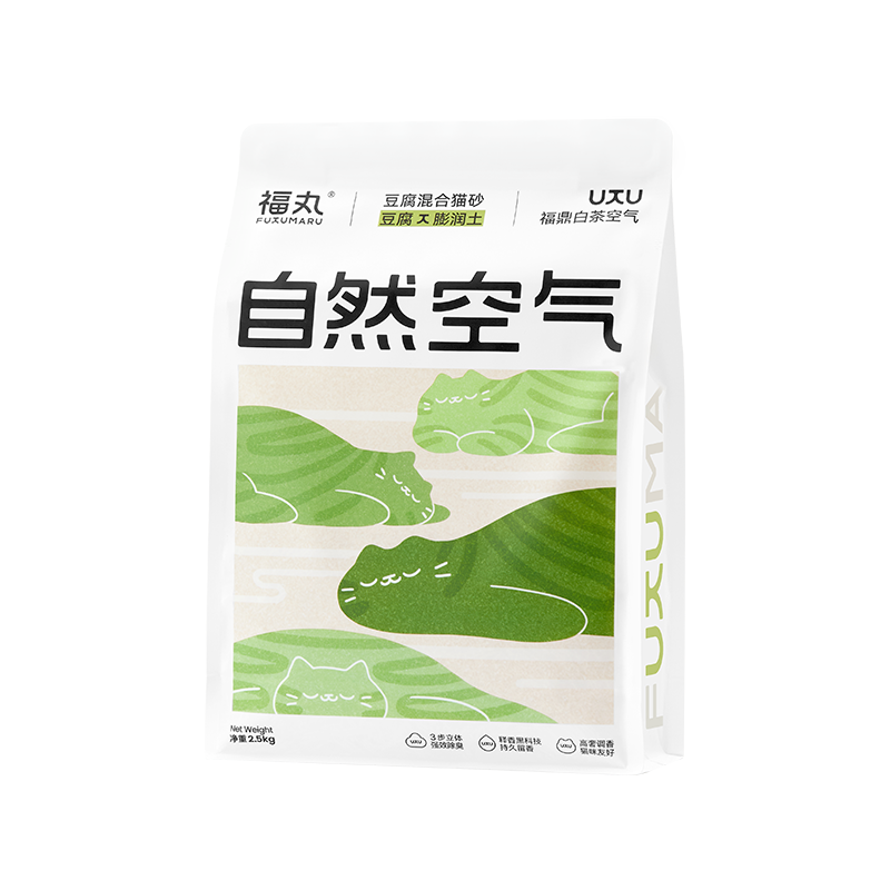 福丸 豆腐+膨潤土 混合貓砂 白茶香味 2.5KG