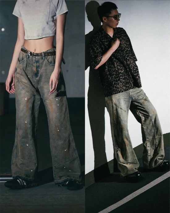 [現貨] Sense UNISEX Double Knee Bootcut And Flare Jeans Dirty Blue | L24-26BL