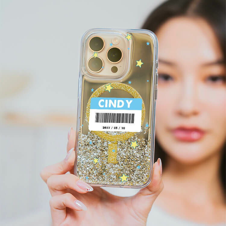 可愛載具 (MagSafe磁吸) 閃耀金鏡面殼 - (訂製名字) iPhone客製化手機殼