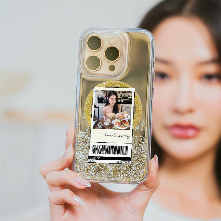 照片載具 (MagSafe磁吸) 閃耀金鏡面殼 - (訂製名字) iPhone客製化手機殼