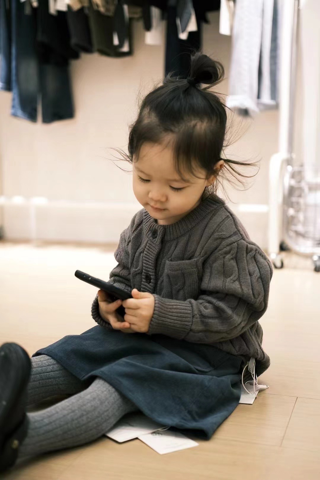 羊毛針織薄外套(深灰)-女寶穿搭