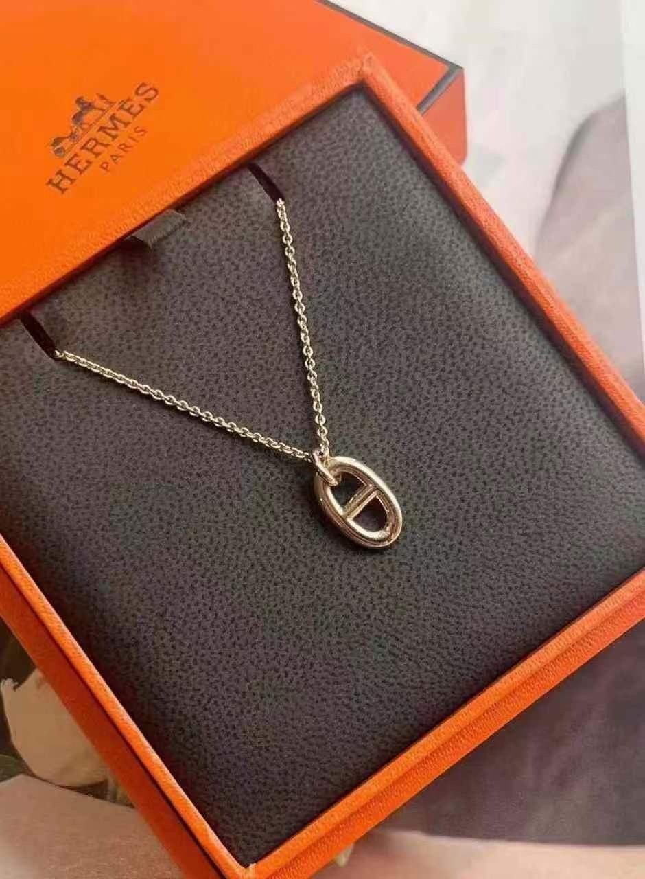 18K 玫瑰金豬鼻頸鏈Copy receipt -M