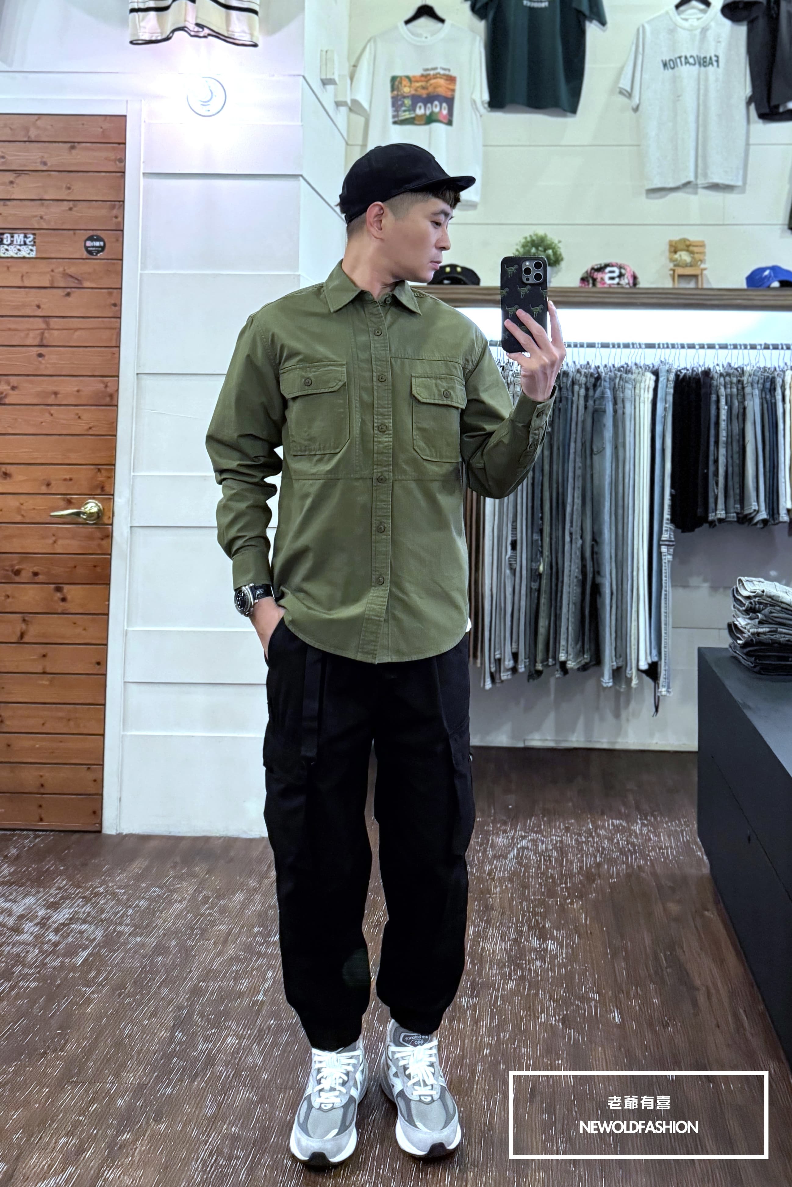 『新品上市』重磅雙口袋方格工裝襯衫-綠(NOF24098086)