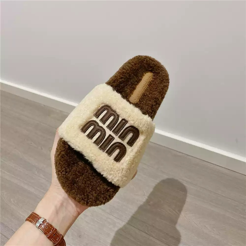 《4997》秋冬款百搭平底毛毛拖鞋