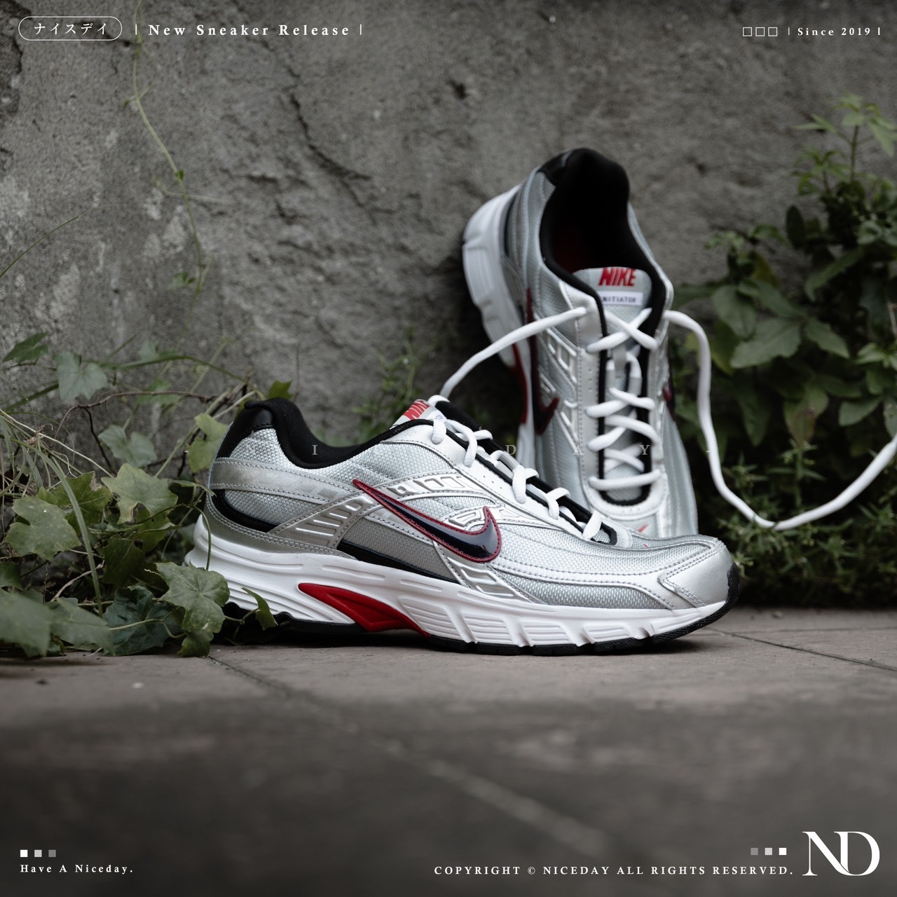 NICEDAY 現貨 Nike Initiator 銀底紅勾 男鞋 復古休閒鞋 老爹鞋 394055-001