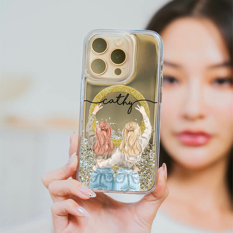 閨蜜女孩 (MagSafe磁吸) 閃耀金鏡面殼 - (訂製名字) iPhone客製化手機殼