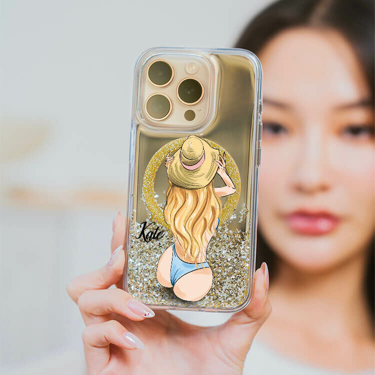 熱情女孩 (MagSafe磁吸) 閃耀金鏡面殼 - (訂製名字) iPhone客製化手機殼