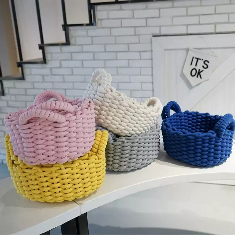 《4999》INS北歐風手工編織手提收納籃