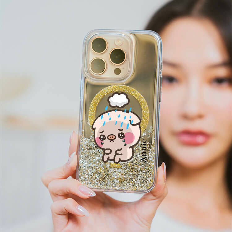 厭世中的me (MagSafe磁吸) 閃耀金鏡面殼 - (訂製名字) iPhone客製化手機殼