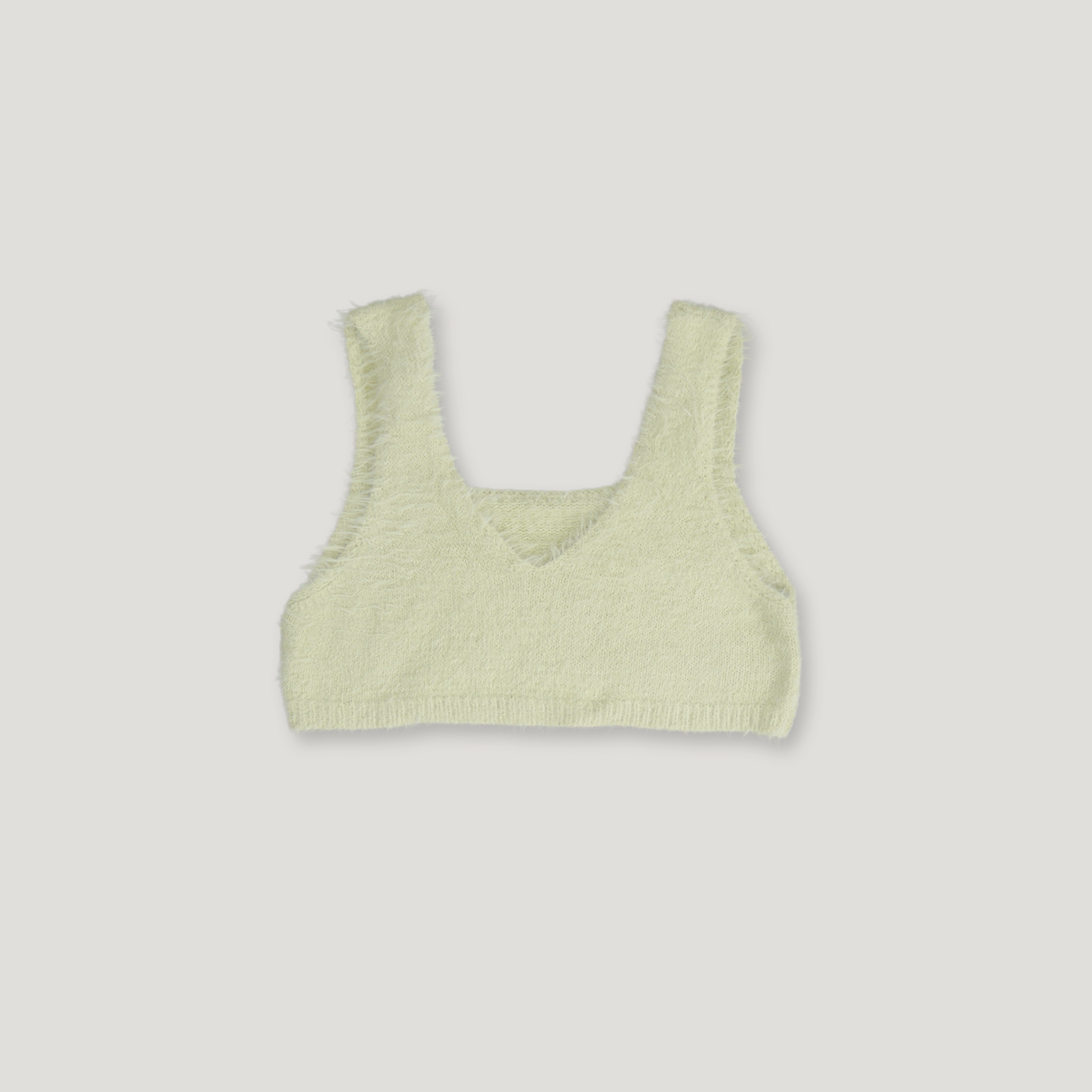 J.P.L. 斜襟羽毛紗針織短版背心