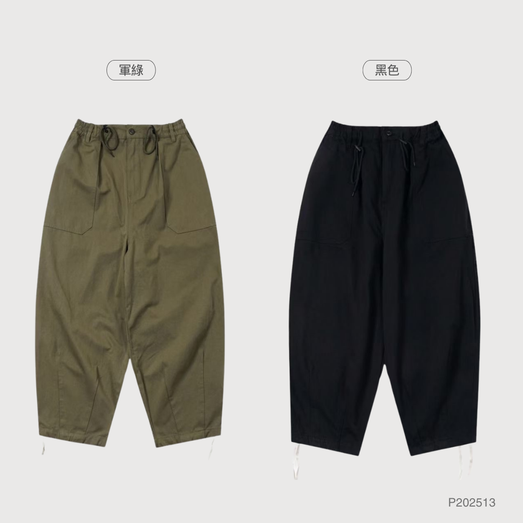 SALE- 寬鬆 錐形 畫家 長褲 山系工裝 水洗 軍綠 黑色 【 FUZY 】- P202513