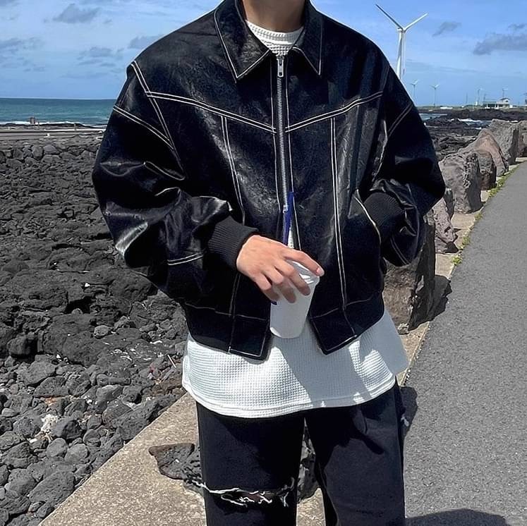 (GOAL) 反車線 皮外套