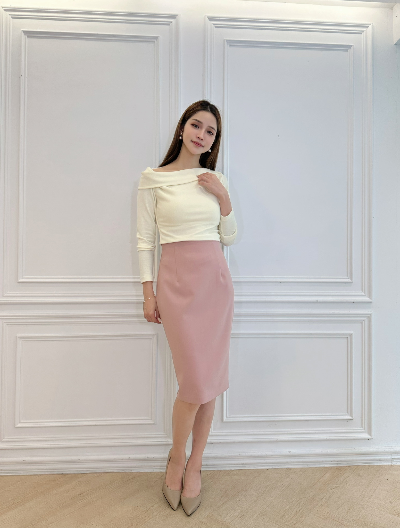 (經典必備!)秋冬10色窄裙-柔粉