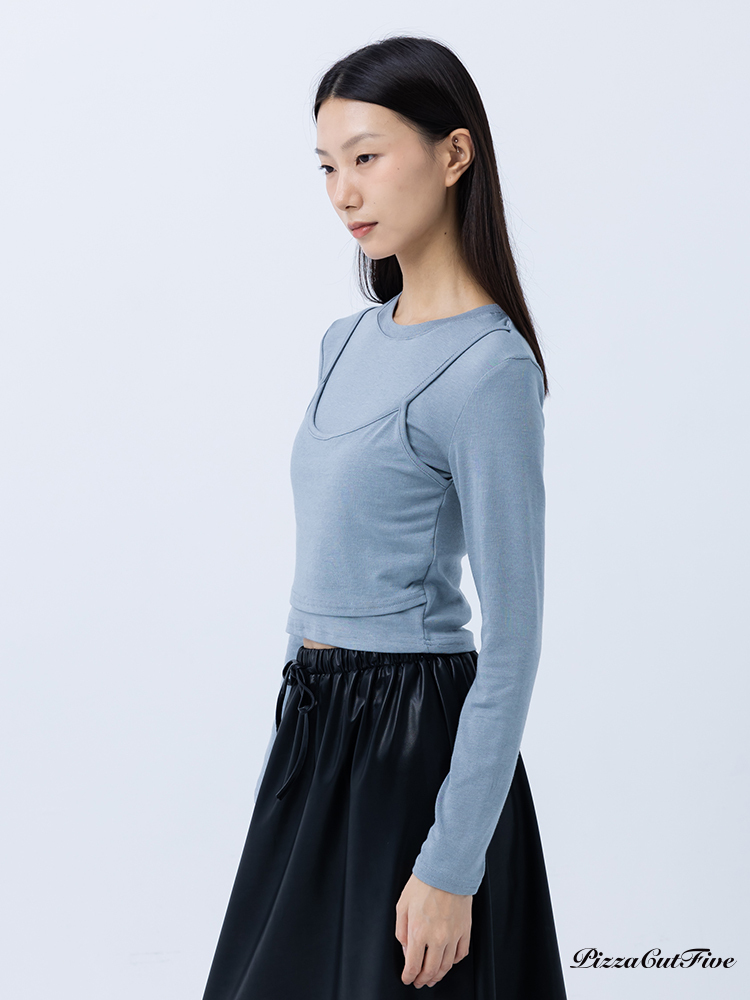 [SALE]假兩件長袖上衣 PizzaCutFive PCF243403011