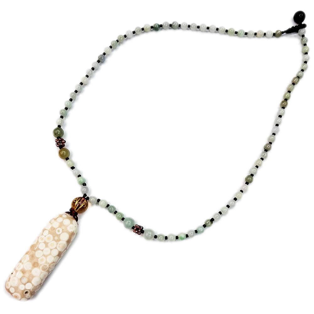 龍宮舍利{珊瑚色}天珠&玉珠項鍊【十方】153807