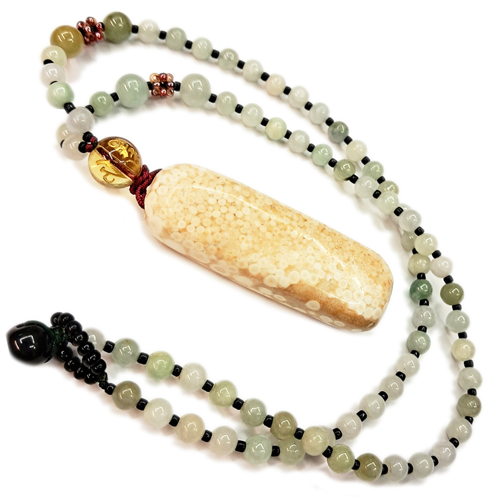 龍宮舍利{珊瑚色}天珠&玉珠項鍊【十方】153807