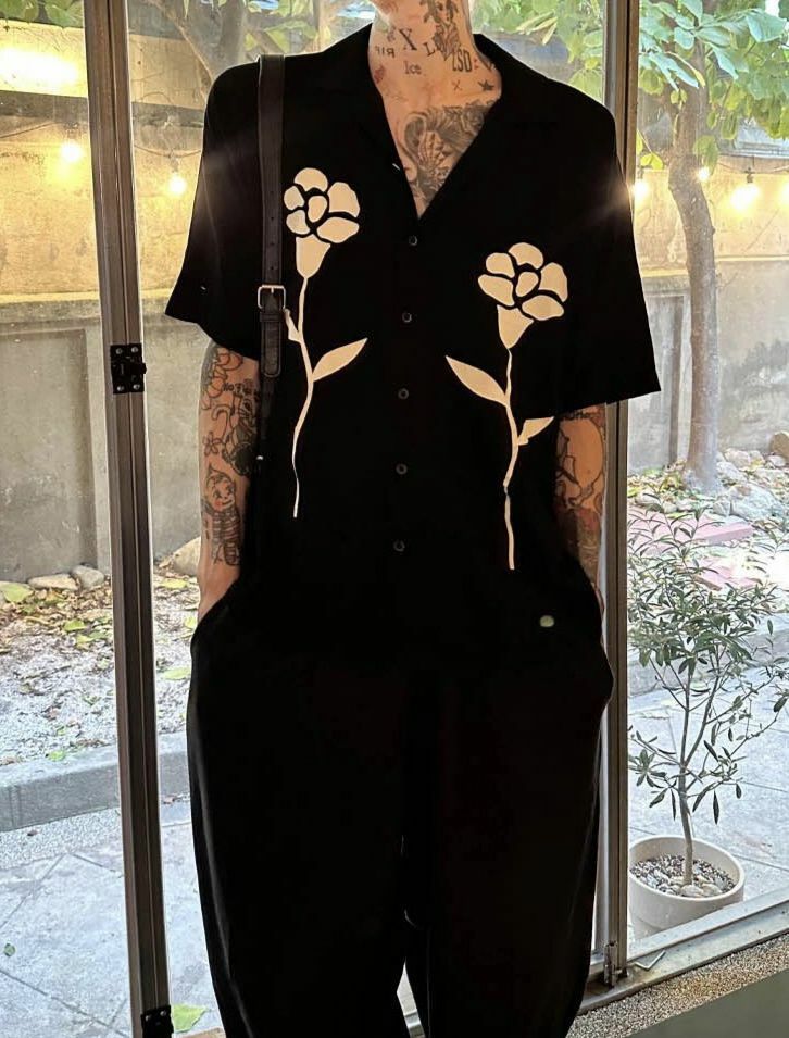 花朵圖案短袖恤衫 Crunky_youth-056S