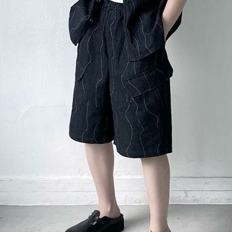 波浪紋工裝短褲 Crunky_youth-052P