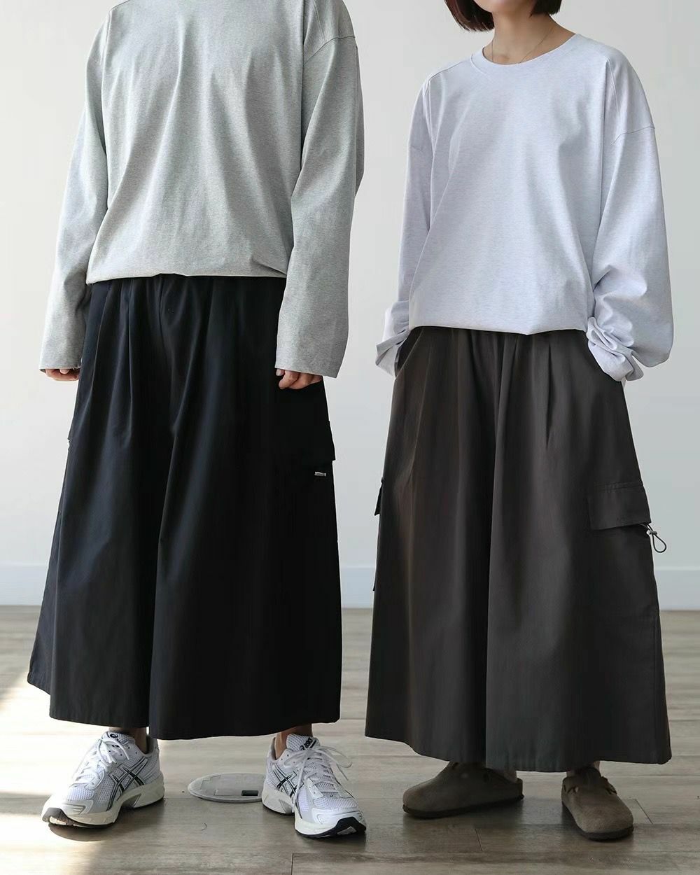 淨色工裝鬆身裙褲 P3000