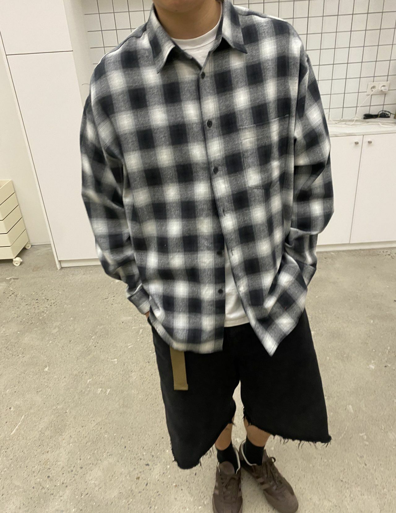 格仔長袖恤衫 LOBBY-020S