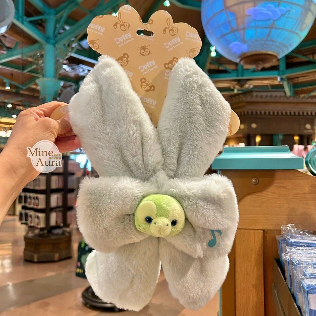 奧樂米拉 海龜 OluMel 絨毛大頭 蝴蝶結 造型圍巾 圍脖 -上海迪士尼樂園