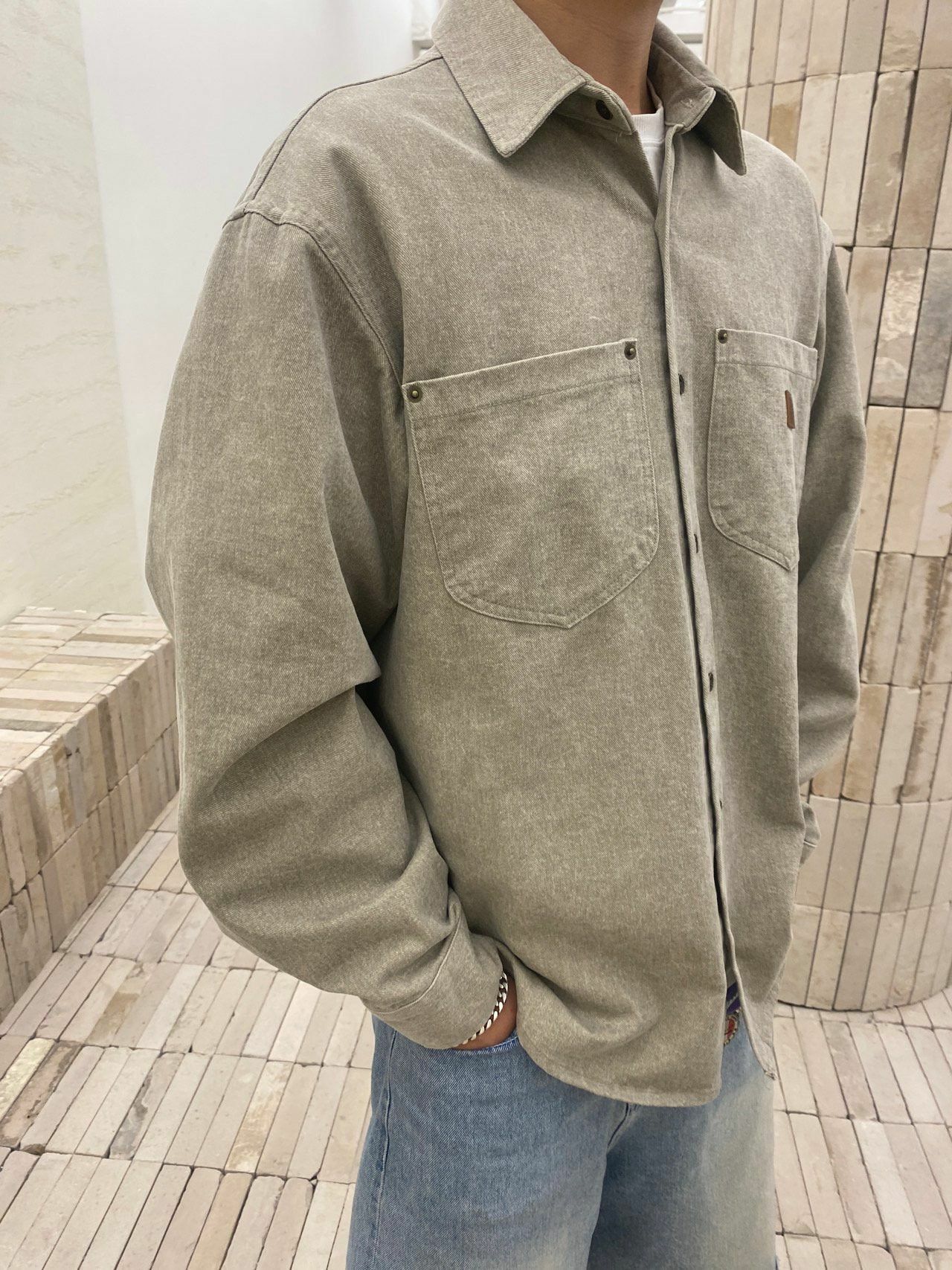 洗水淨色長袖恤衫 LOBBY-022S